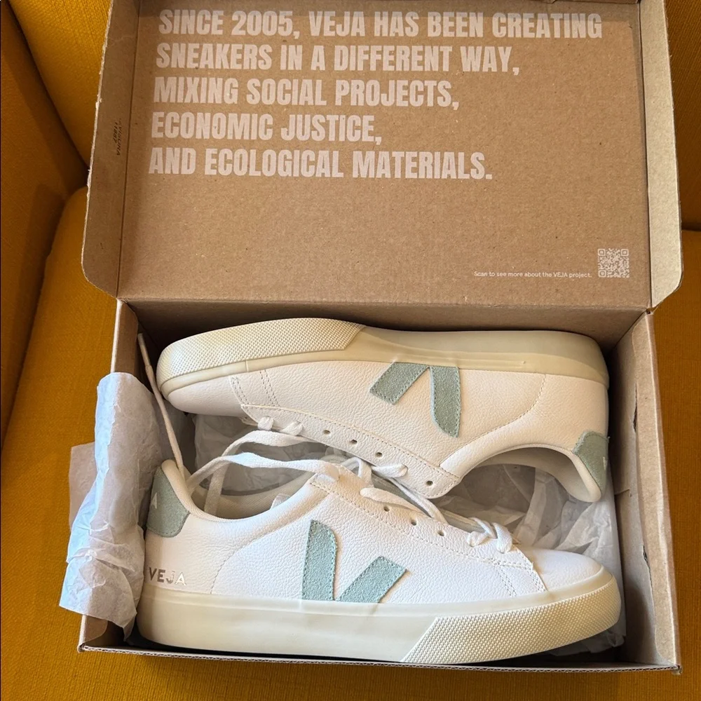 NEW $175 VEJA Campo Chromefree Matcha Leather Sneakers - Picture 13 of 13